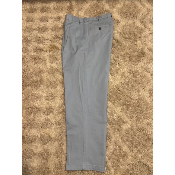 Roundtree & Yorke Pants Mens 32X30 Baby Blue Flat Front Chino Relaxed Fit Cotto - Picture 2 of 6